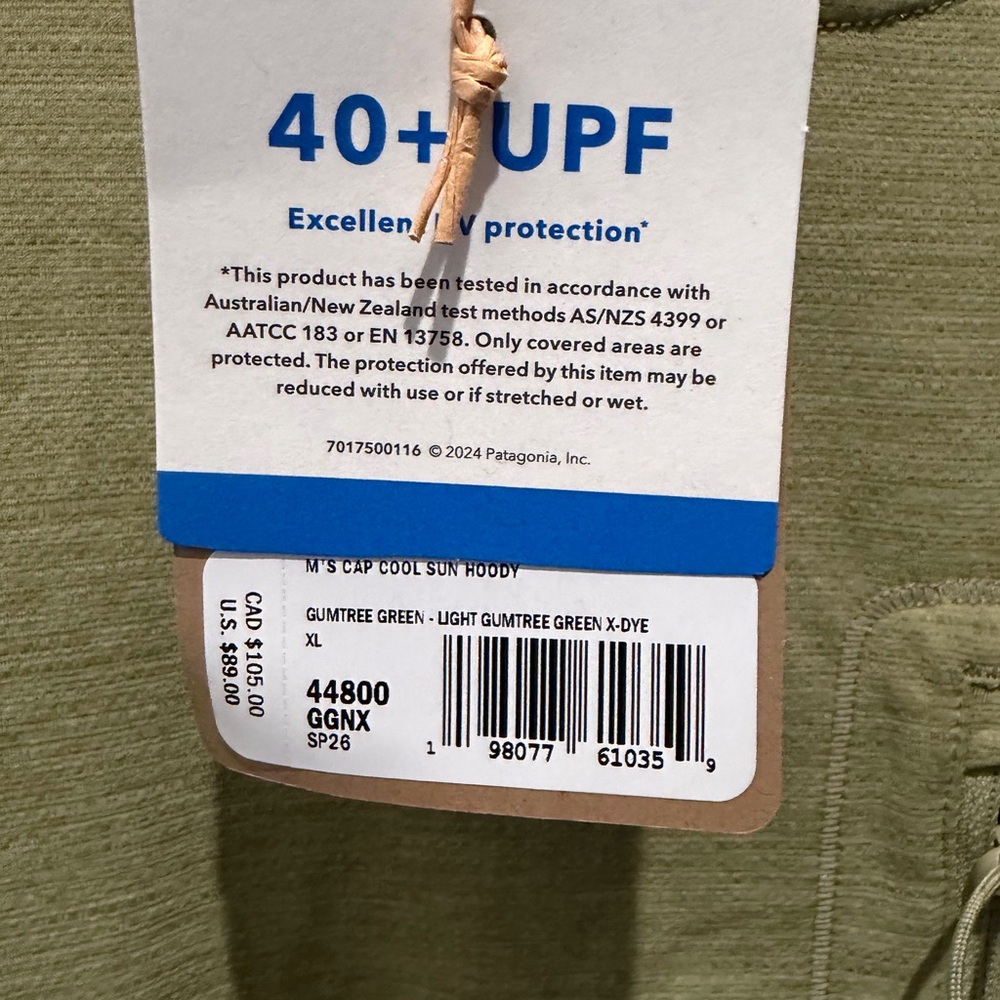 Patagonia Olive Green Long Sleeve Cool Sun Hoodie with Zip Chest Pocket - Picture 4 of 12